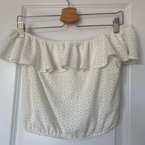 Off white Eyelet off the shoulder cropped top